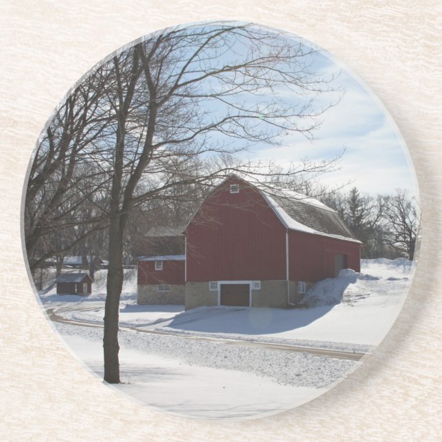 En Grès Dessous de verre de la grange d'hiver (Devant)