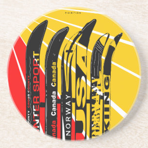 En Grès Dessous de verre de lame de ski