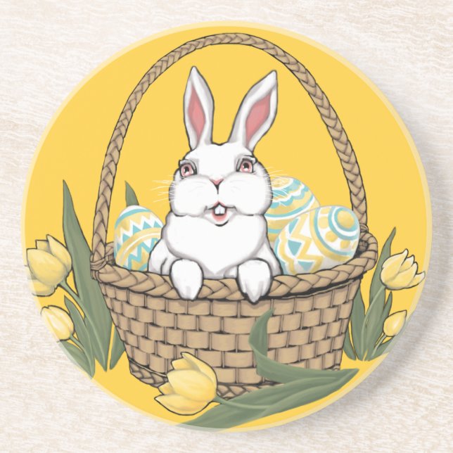 En Grès Dessous de verre de lapin de Pâques Festive Décora (Devant)