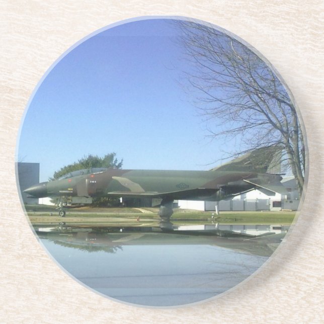 En Grès Dessous de verre de l'avion de combat (F4-Phantom) (Devant)