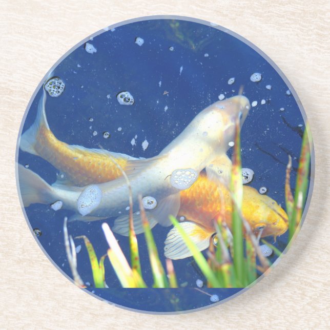 En Grès dessous de verre de l'étang de koi (Devant)