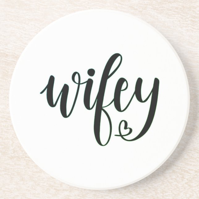 En Grès Dessous de verre de lettres Wifey (Devant)