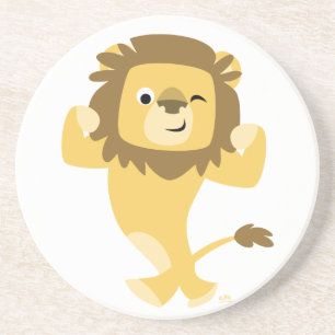 En Grès Dessous de verre de lion caricaturé très fort