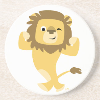 En Grès Dessous de verre de lion caricaturé très fort