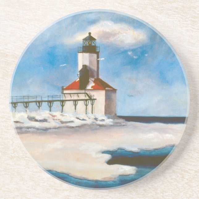 En Grès Dessous de verre de lumière de ville du Michigan (Devant)