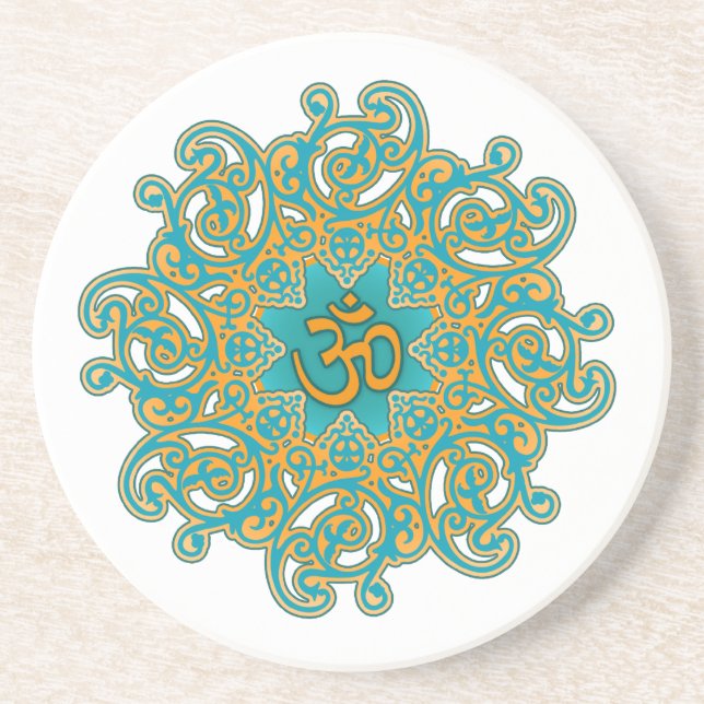 En Grès Dessous de verre de mandala de l'OM (Devant)