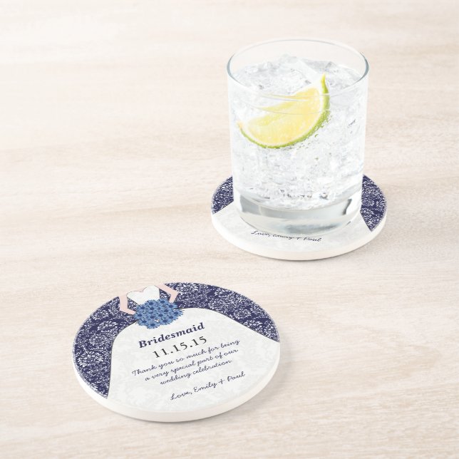 En Grès Dessous de verre de Mariage de Bridesmaid (Côté)