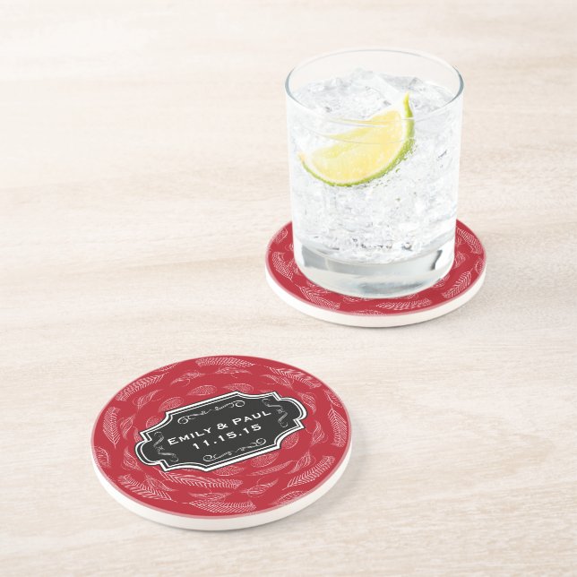 En Grès Dessous de verre de Mariage de Motif Russe Red Fea (Côté)