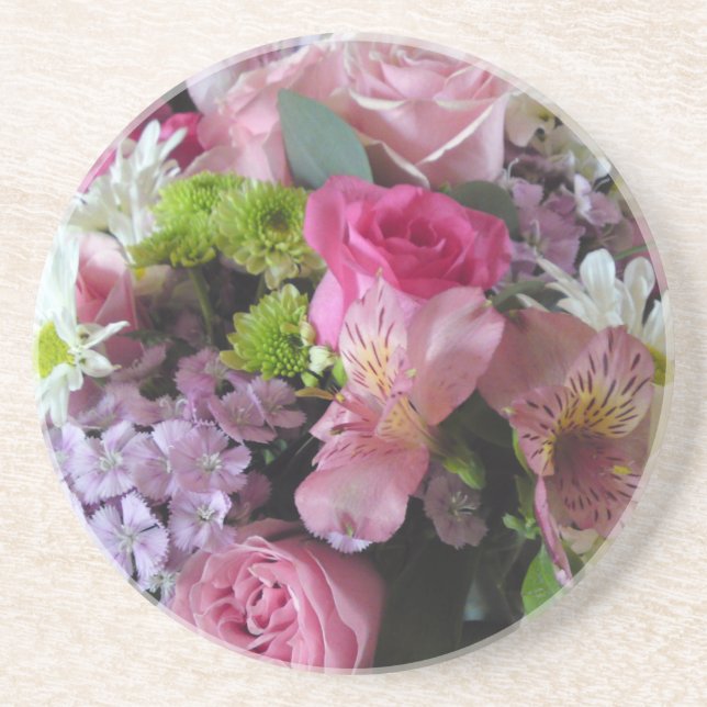 En Grès Dessous de verre de mélange de fleurs (Devant)
