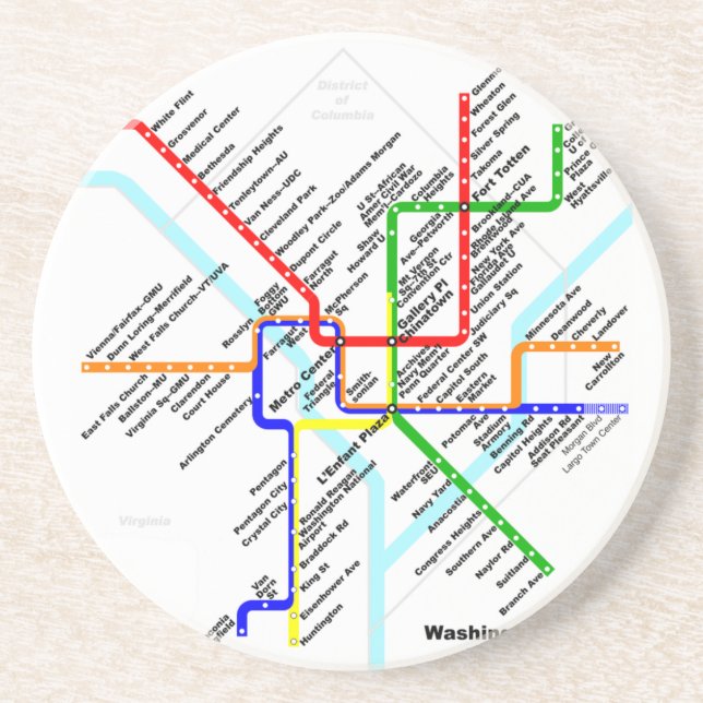 En Grès Dessous de verre de métro de DC de Washington (Devant)