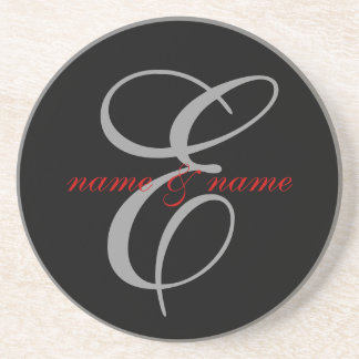 En Grès Dessous de verre de monogramme d'E