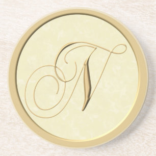 En Grès Dessous de verre de monogramme - lettre N