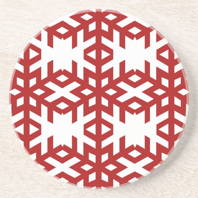 En Grès Dessous de verre de Noël de Red Snowflakes (Devant)