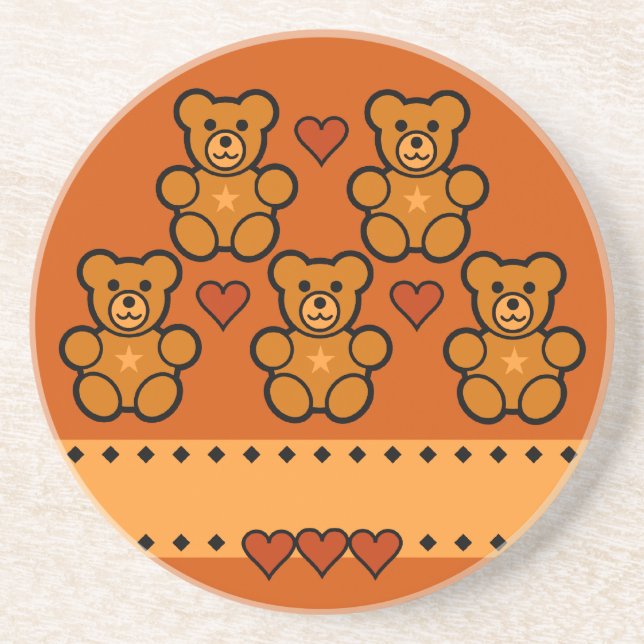 En Grès Dessous de verre de nounours, personnaliser (Devant)