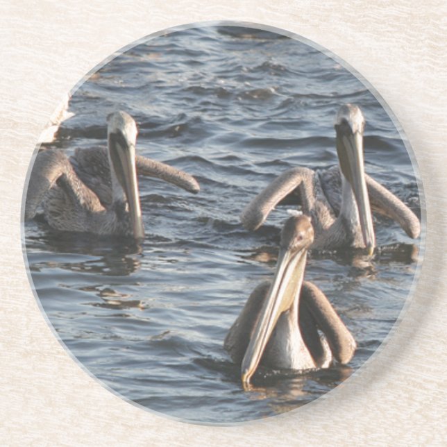 En Grès Dessous de verre de pélicans (Devant)