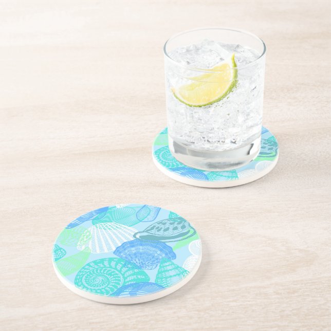 En Grès Dessous de verre de pierre des coquillages (Côté)