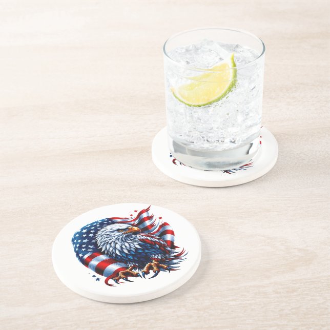 En Grès Dessous de verre de pierre patriotique (Côté)