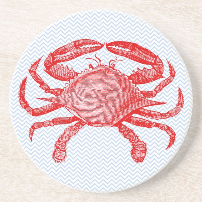 En Grès Dessous de verre de pique-nique de crabe de la mer (Devant)