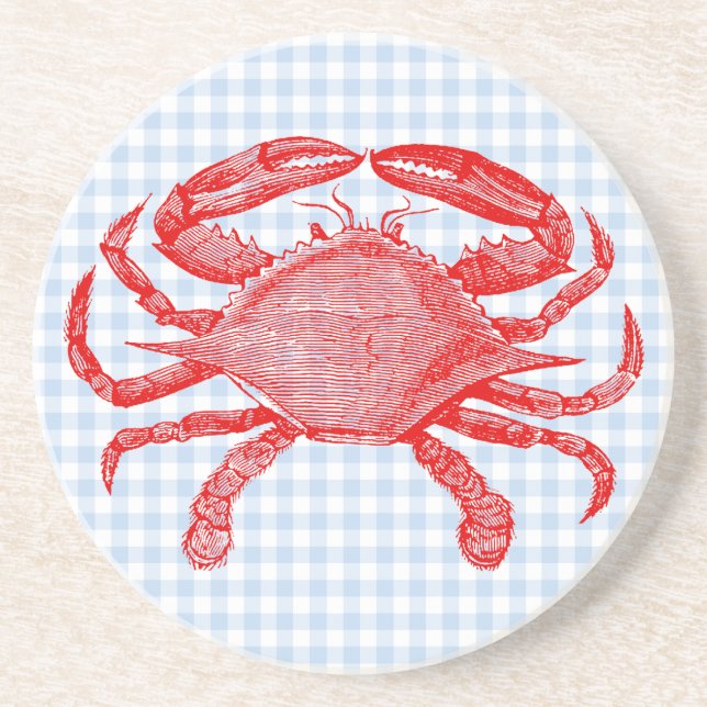 En Grès Dessous de verre de pique-nique de crabe de la mer (Devant)