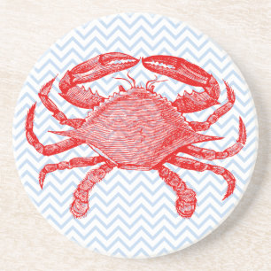 En Grès Dessous de verre de pique-nique de crabe de la mer
