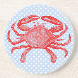 En Grès Dessous de verre de pique-nique de crabe de la mer