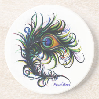 En Grès Dessous de verre de plume de paon