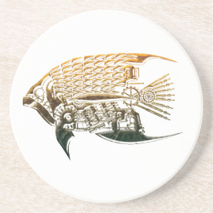 En Grès Dessous de verre de poissons de Steampunk