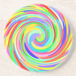 En Grès dessous de verre de rotation des points colorés