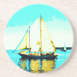 En Grès dessous de verre de schooner du Maine
