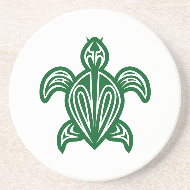 En Grès Dessous de verre de silhouette de tortue tribale (Devant)