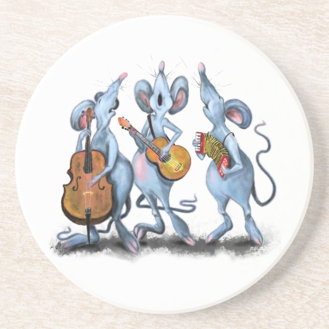 En Grès Dessous de verre de souris de bande musicale (Devant)