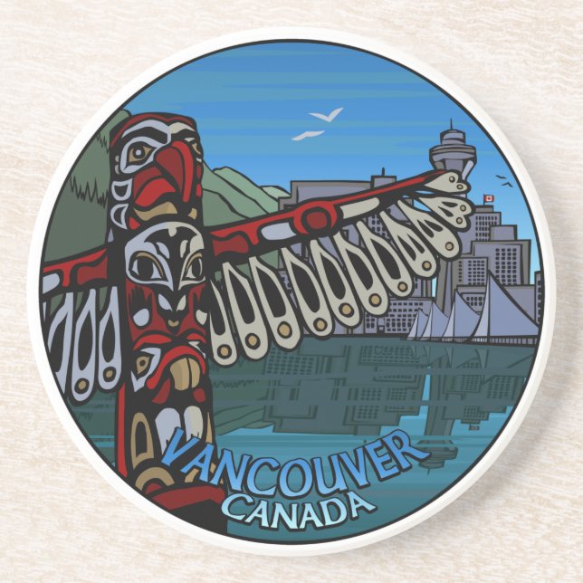 En Grès Dessous de verre de souvenirs de Vancouver Totem P (Devant)