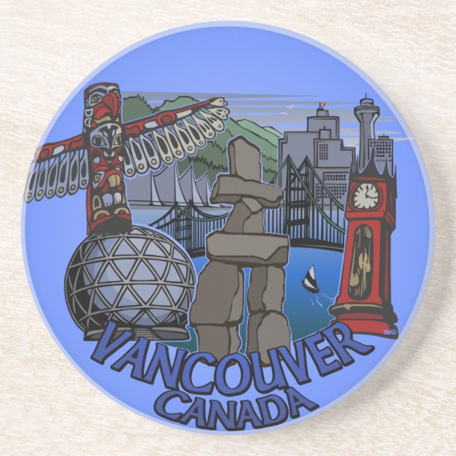 En Grès Dessous de verre de souvenirs de Vancouver Totem P (Devant)