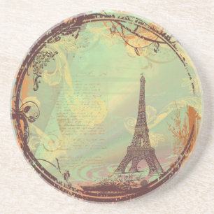 En Grès Dessous de verre de style Vintage Tour Eiffel