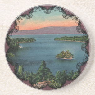 En Grès Dessous de verre de Tahoe vintage Emerald Bay Lake