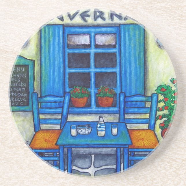 En Grès Dessous de verre de Taverna grecque par Lisa Loren (Devant)