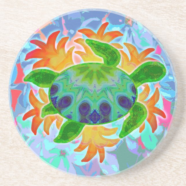 En Grès Dessous de verre de tortue de flamme (Devant)