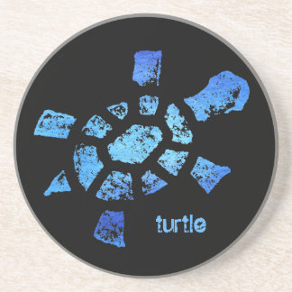 En Grès Dessous de verre de tortue de l'eau bleue