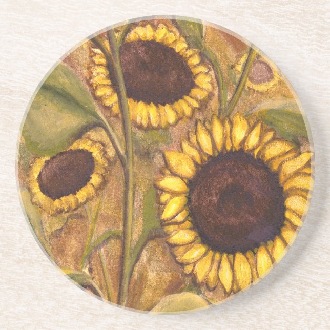 En Grès Dessous de verre de tournesol Dons joyeux de fleur (Devant)