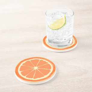 En Grès Dessous de verre de tranche d'agrumes orange