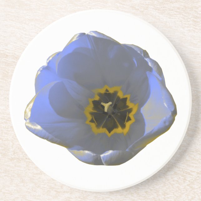 En Grès Dessous de verre de tulipe bleu et jaune (Devant)