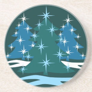 En Grès Dessous de verre de vacances Blue Festive Noël Cad