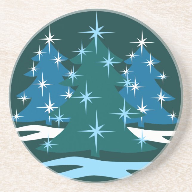 En Grès Dessous de verre de vacances Blue Festive Noël Cad (Devant)