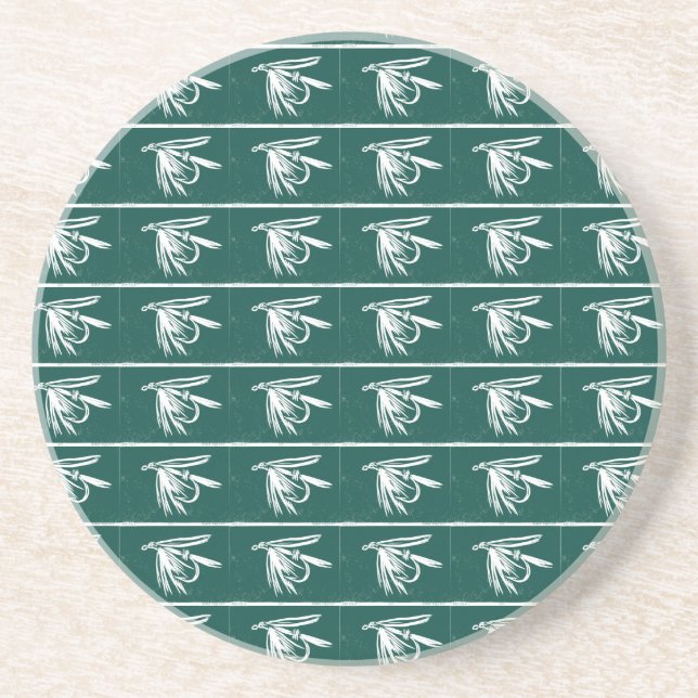 En Grès Dessous de verre de vol Motif de truite verte moui (Devant)