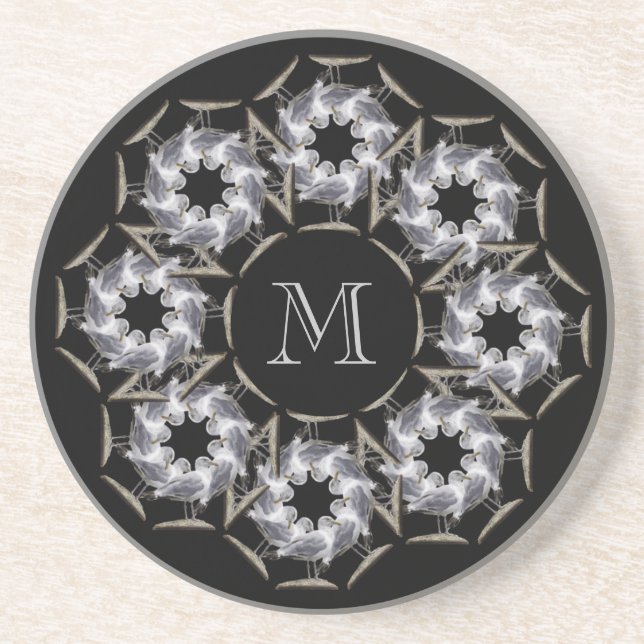 En Grès Dessous de verre décorés d'un monogramme de (Devant)