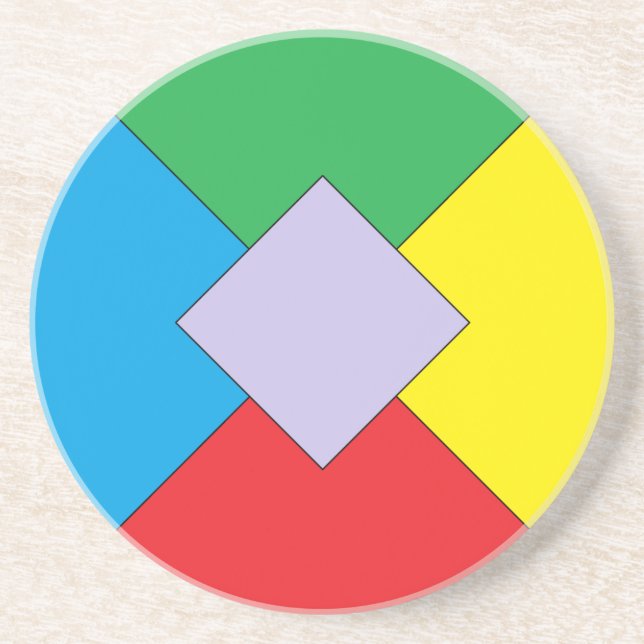 En Grès Dessous de verre d'éléments géométriques (Devant)