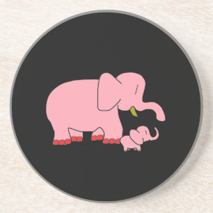 En Grès Dessous de verre d'éléphant rose