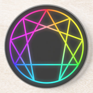 En Grès Dessous de verre d'Enneagram d'arc-en-ciel