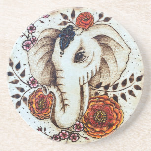 En Grès Dessous de verre des éléphants tziganes