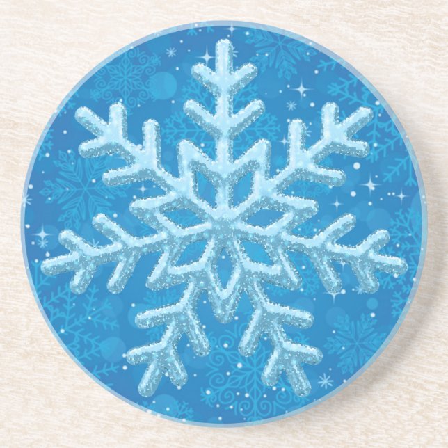 En Grès Dessous de verre des flocons de neige (Devant)